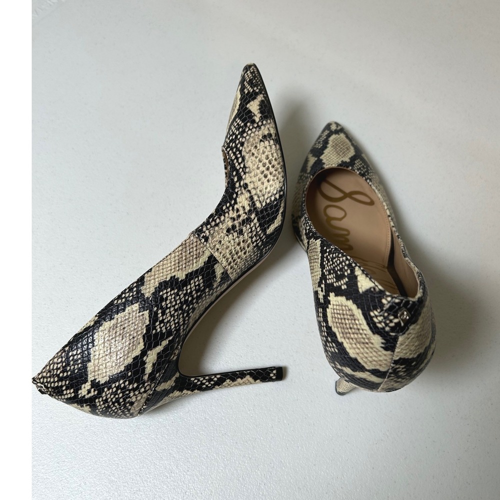 Sam Edelman Hazel Pointed Toe Pumps Womens 8 Snakeskin Stiletto Heels Shoes